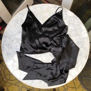 Extravagant crop wrap top with extra long sash